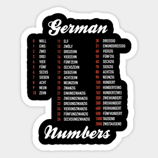 German Numbers - German Language Cheatsheet Sticker